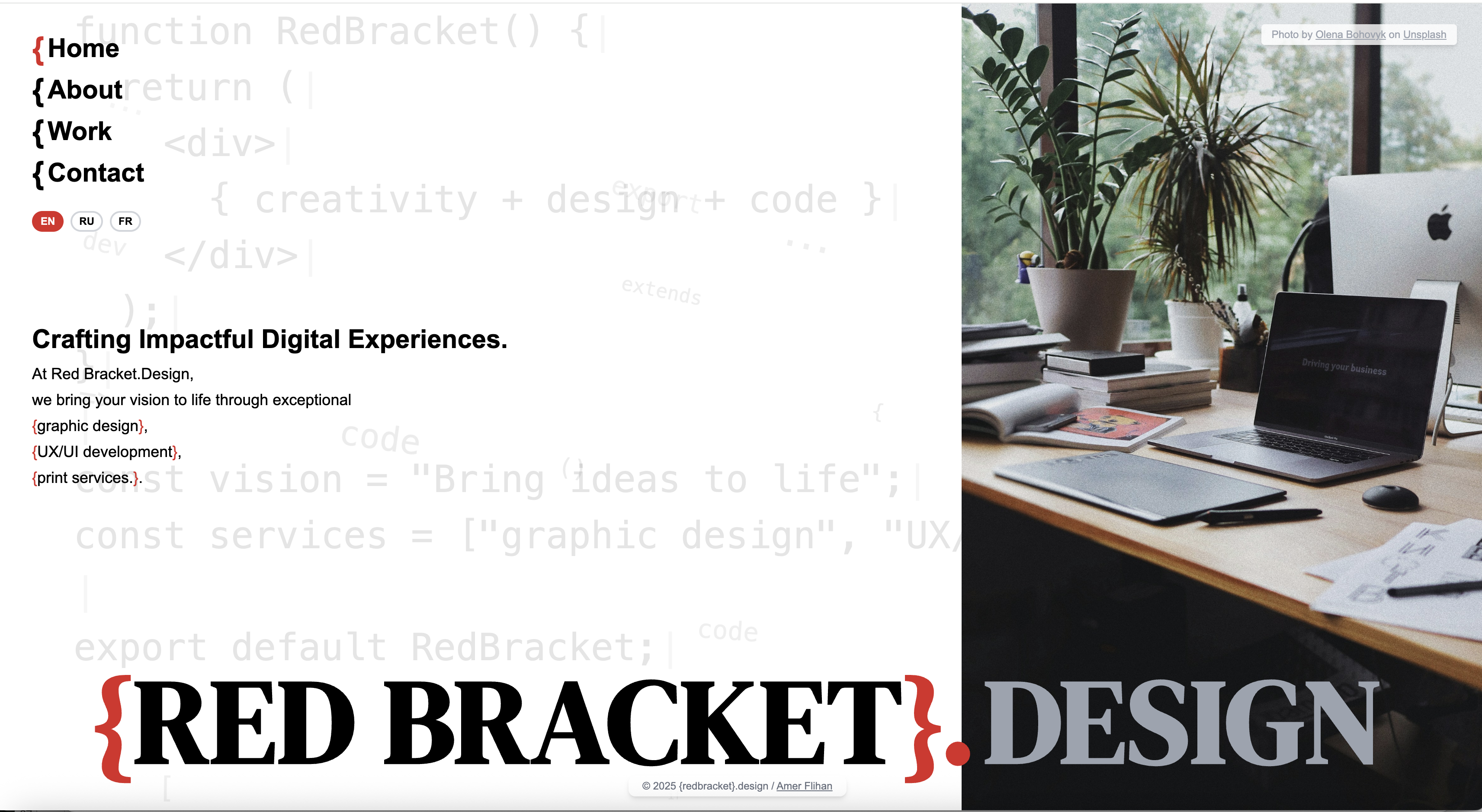 Red Bracket Multilingual Portfolio Website